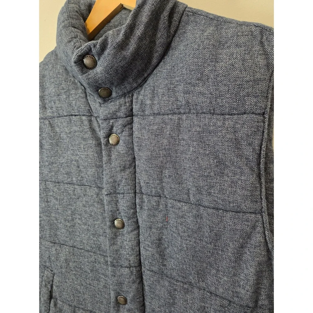 Banana Republic Mens Blue Heathered Quilted Puffer Vest Medium Snap Zip Front